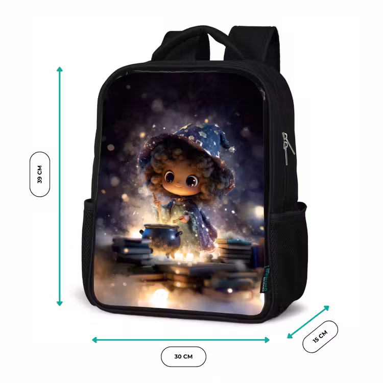Kids backpack - Black - Night spell in haze light — 8