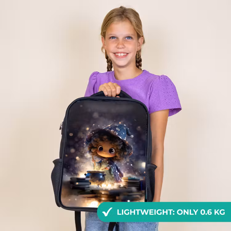 Kids backpack - Black - Night spell in haze light — 9
