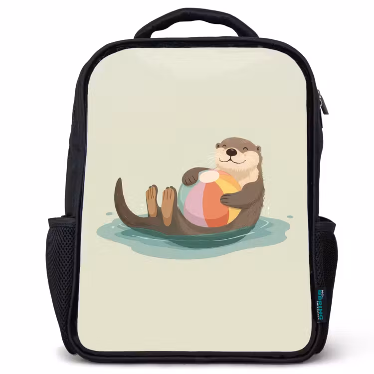 Kids backpack - Black - Otter - Beach Ball - Colorful — 1