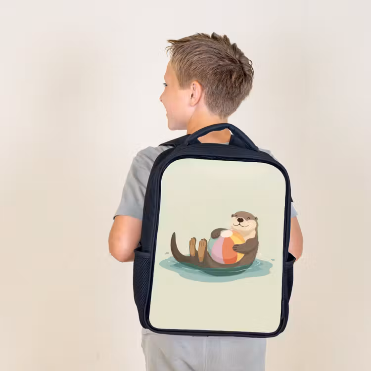 Kids backpack - Black - Otter - Beach Ball - Colorful — 2