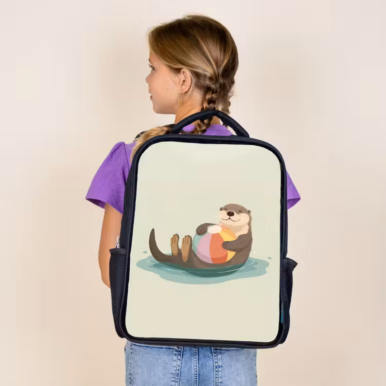 Kids backpack - Black - Otter - Beach Ball - Colorful — 4