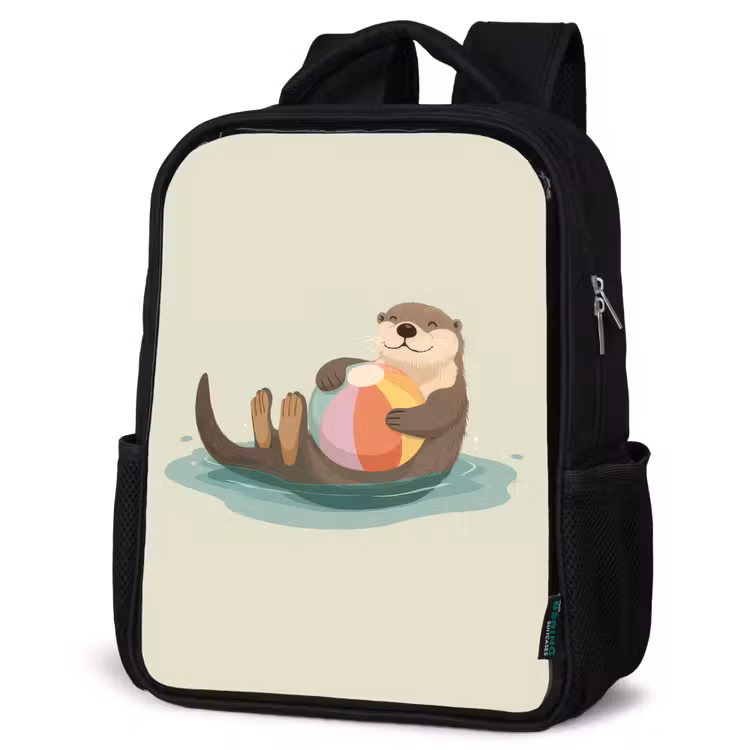 Kids backpack - Black - Otter - Beach Ball - Colorful — 6