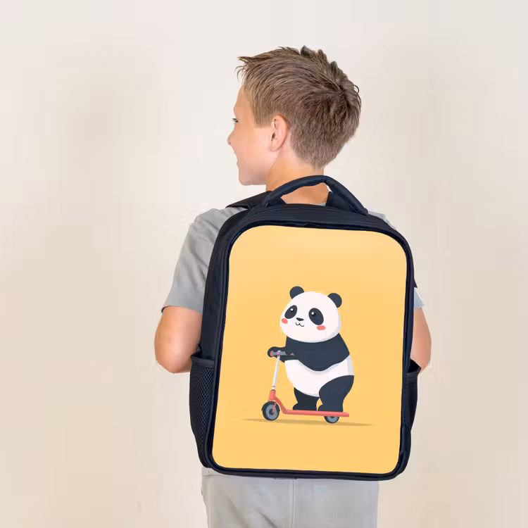 Kids backpack - Black - Panda - Step - Yellow — 2