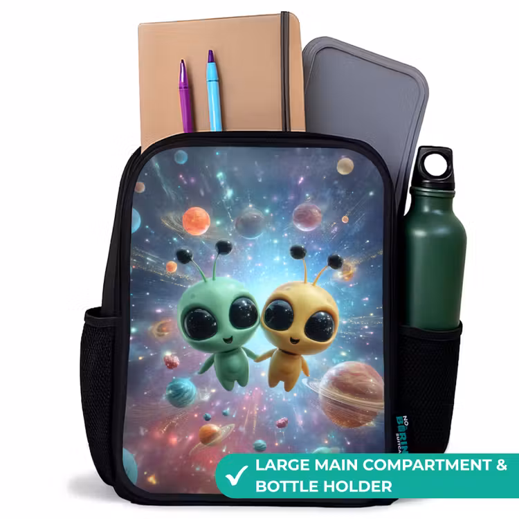 Kids backpack - Black - Space friends floating among the planets — 10