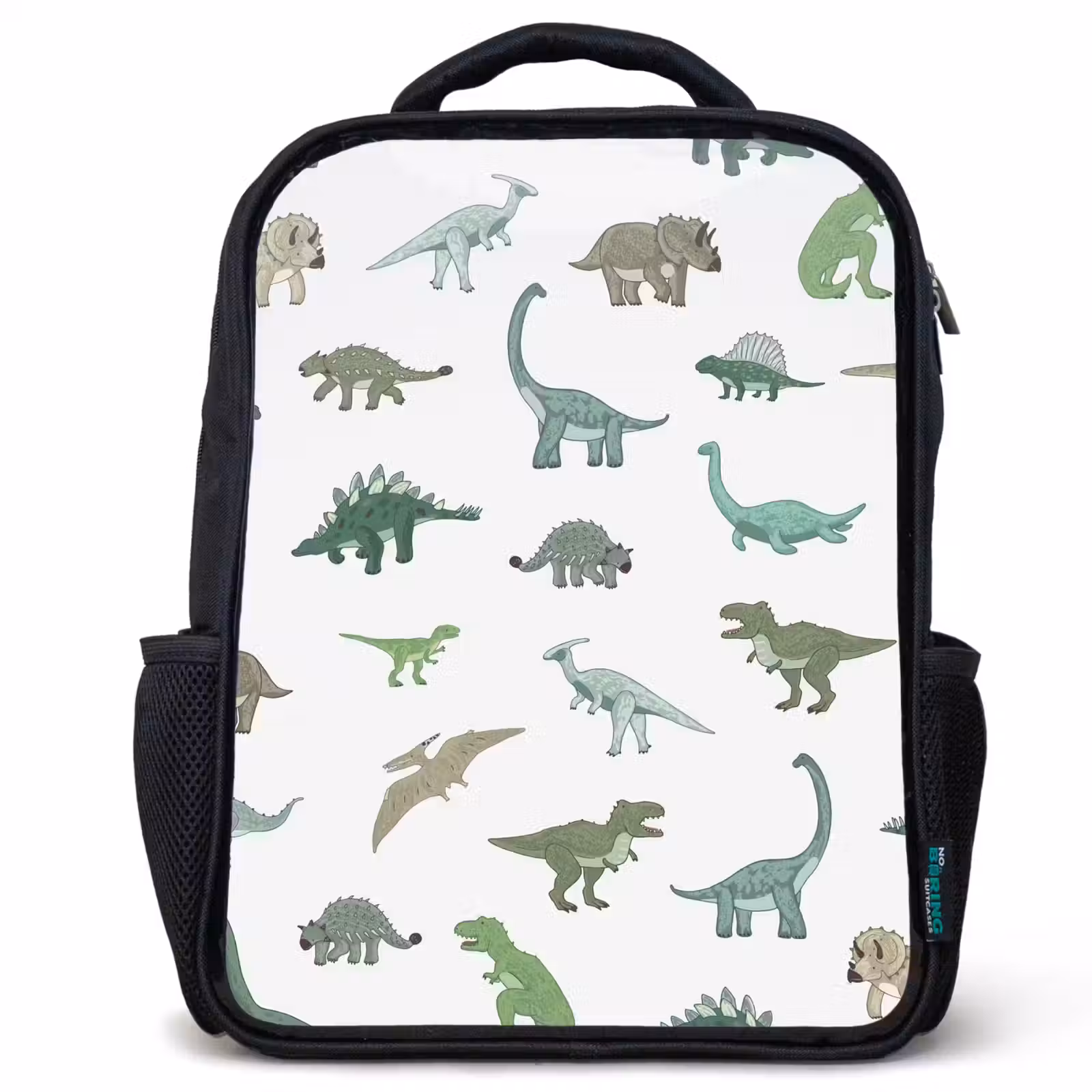 Kids backpack - Black - Dino - Pattern - Green — 1