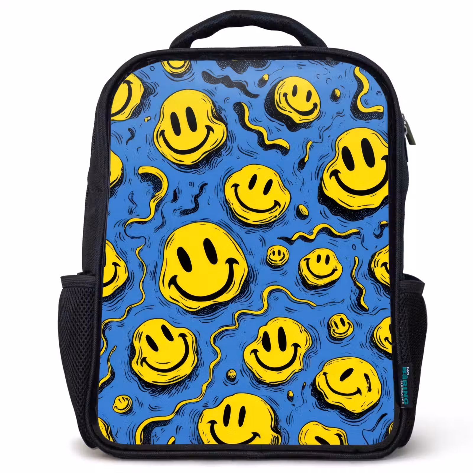 Kids backpack - Black - Melting smiles on blue — 1