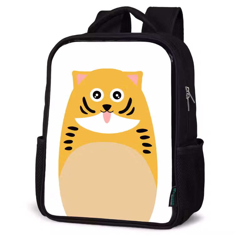 Kids backpack - Black - Animal portrait - cat - children — 6
