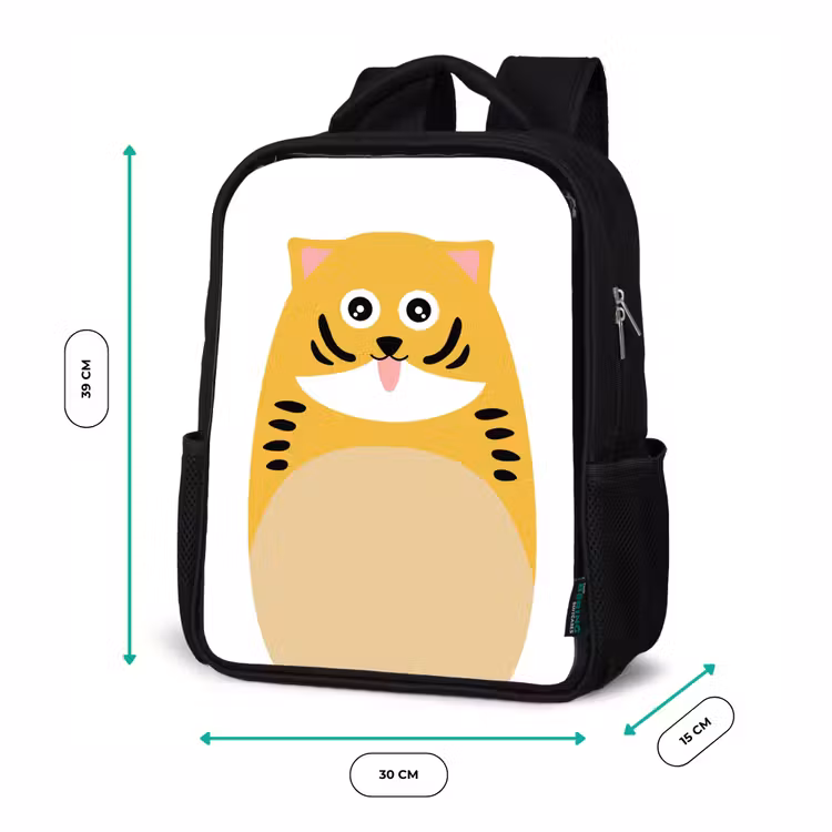 Kids backpack - Black - Animal portrait - cat - children — 8