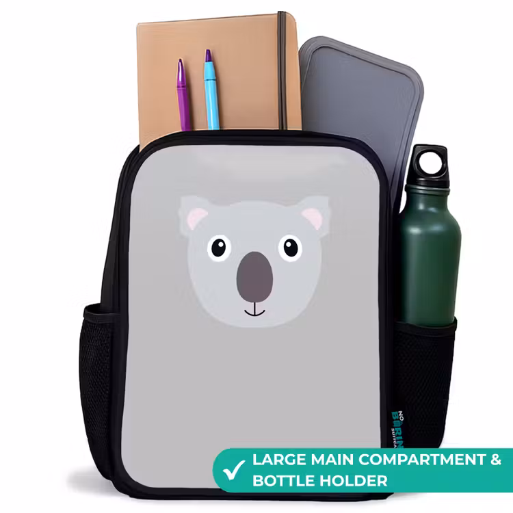 Kids backpack - Black - Animal portrait - Koala - gray — 10