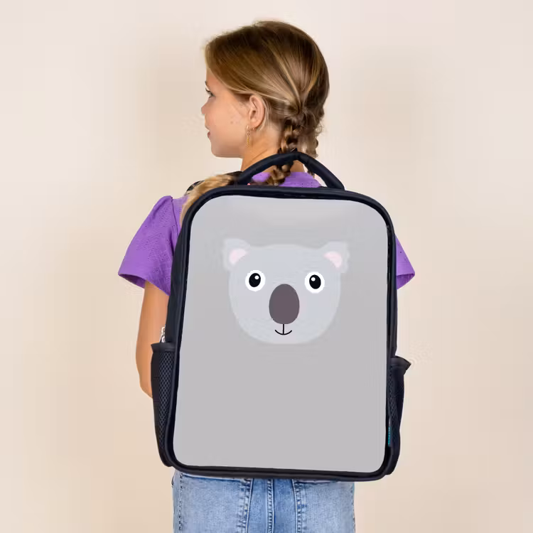 Kids backpack - Black - Animal portrait - Koala - gray — 4