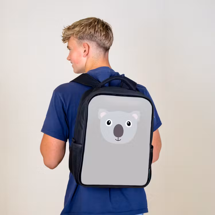 Kids backpack - Black - Animal portrait - Koala - gray — 5