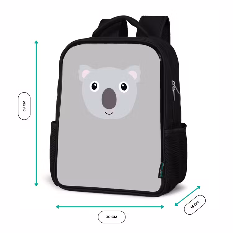 Kids backpack - Black - Animal portrait - Koala - gray — 8