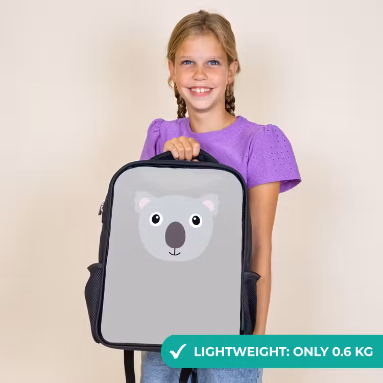 Kids backpack - Black - Animal portrait - Koala - gray — 9