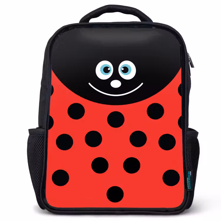 Kids backpack - Black - Animal portrait - Ladybug - red — 1