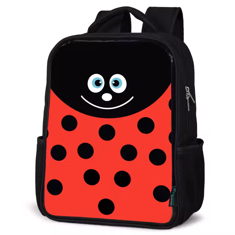 Kids backpack - Black - Animal portrait - Ladybug - red — 6
