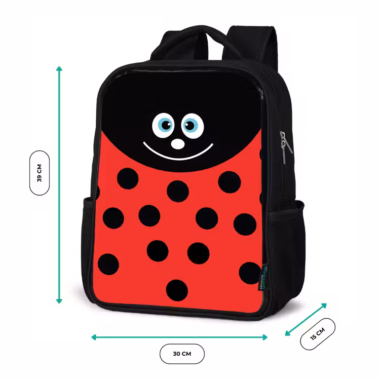 Kids backpack - Black - Animal portrait - Ladybug - red — 8