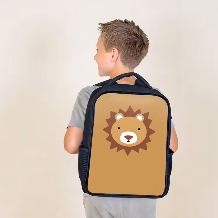 Kids backpack - Black - Animal portrait - Lion - Brown — 2