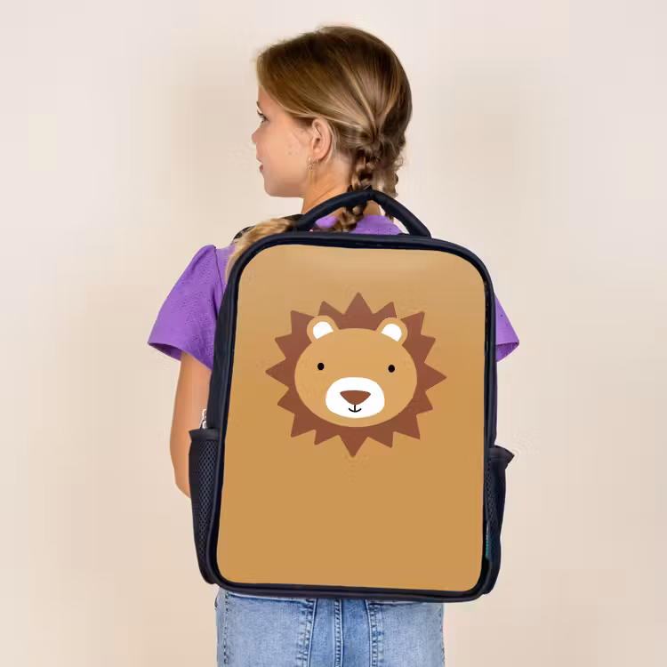 Kids backpack - Black - Animal portrait - Lion - Brown — 4
