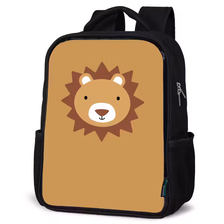 Kids backpack - Black - Animal portrait - Lion - Brown — 6