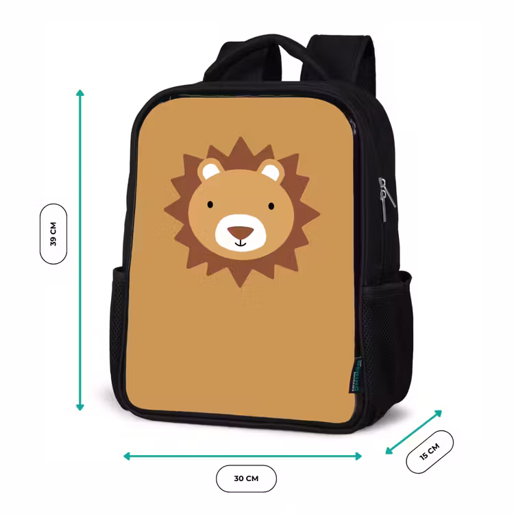 Kids backpack - Black - Animal portrait - Lion - Brown — 8