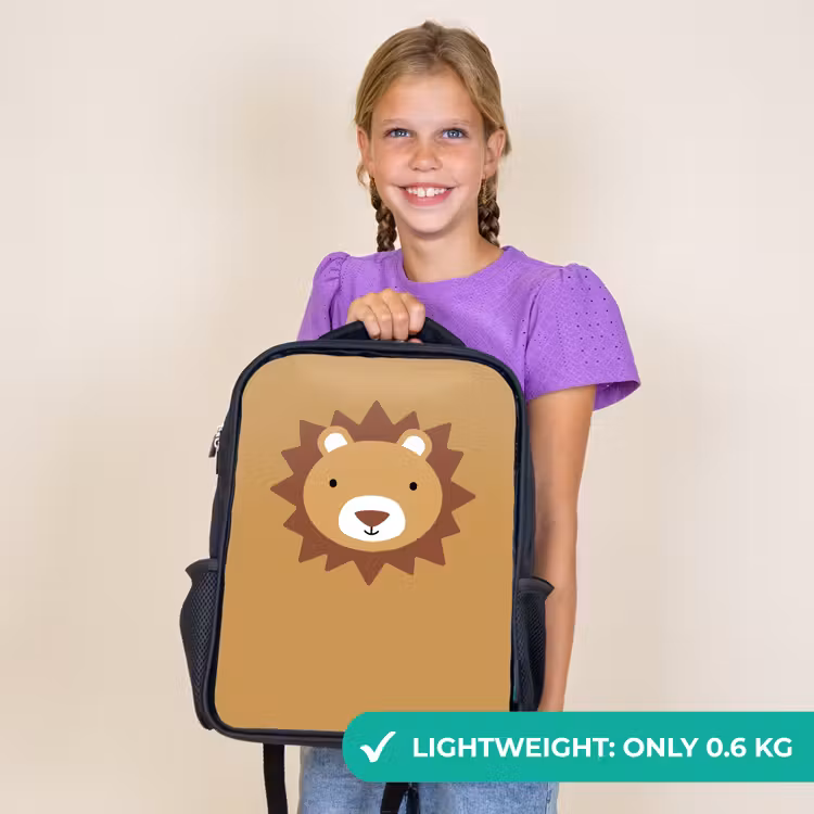 Kids backpack - Black - Animal portrait - Lion - Brown — 9