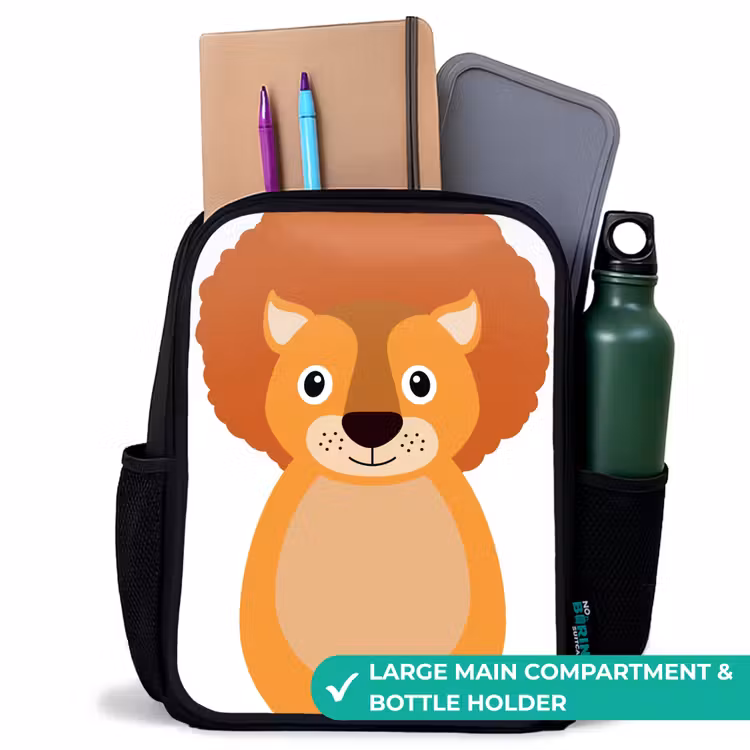 Kids backpack - Black - Animal portrait - Lion - children — 10
