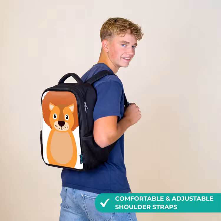 Kids backpack - Black - Animal portrait - Lion - children — 11