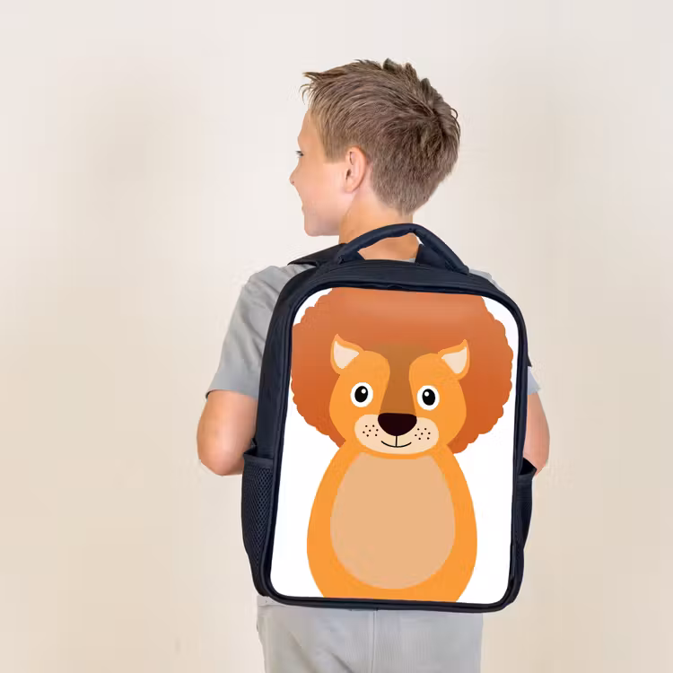 Kids backpack - Black - Animal portrait - Lion - children — 2
