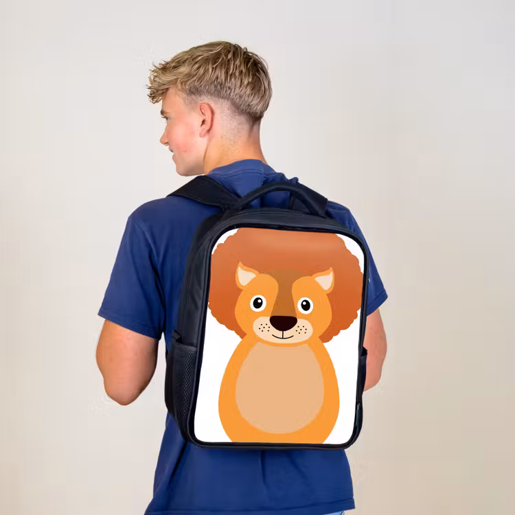 Kids backpack - Black - Animal portrait - Lion - children — 5