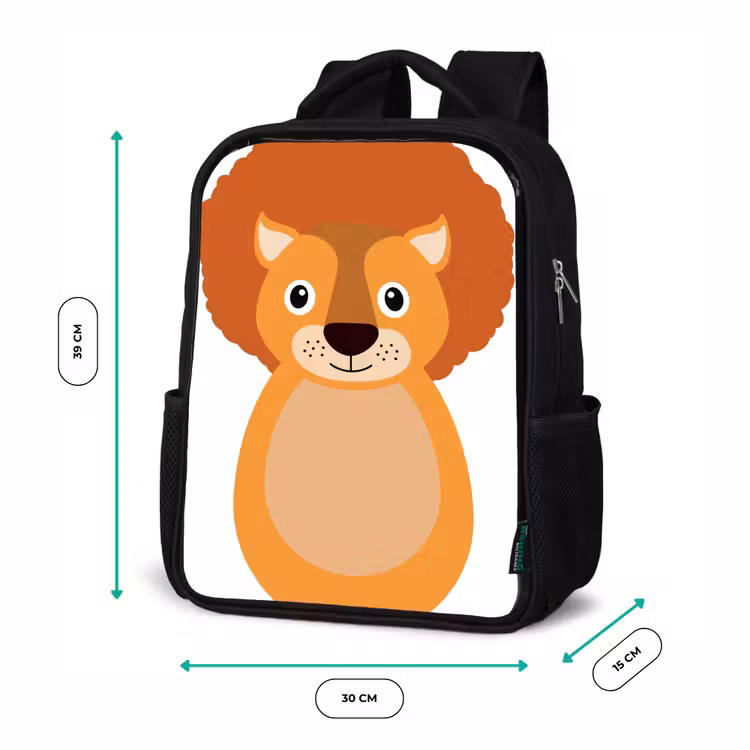 Kids backpack - Black - Animal portrait - Lion - children — 8