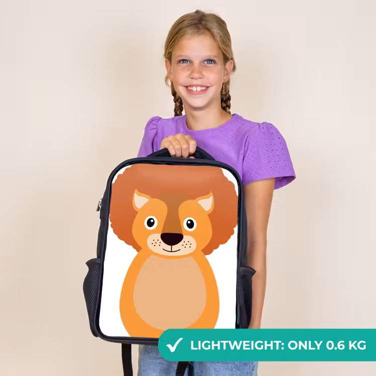 Kids backpack - Black - Animal portrait - Lion - children — 9