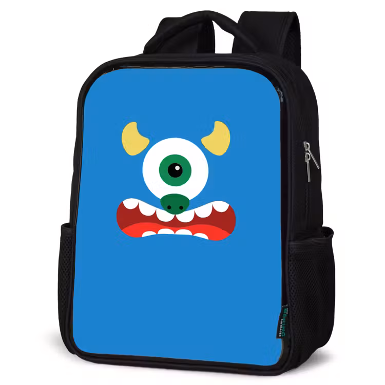 Kids backpack - Black - Animal portrait - Monster - blue — 6