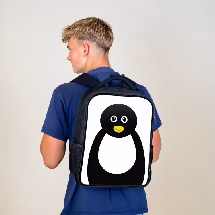 Kids backpack - Black - Animal portrait - penguin - children — 5