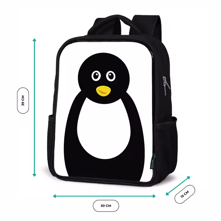 Kids backpack - Black - Animal portrait - penguin - children — 8