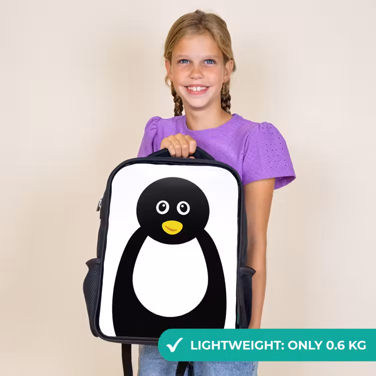Kids backpack - Black - Animal portrait - penguin - children — 9