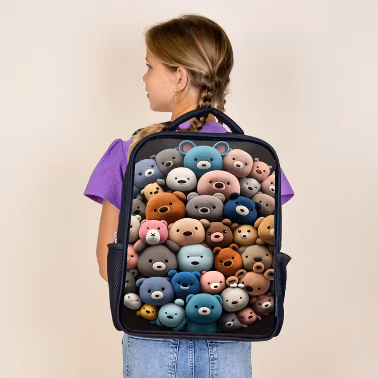 Kids backpack - Black - Bear party — 4