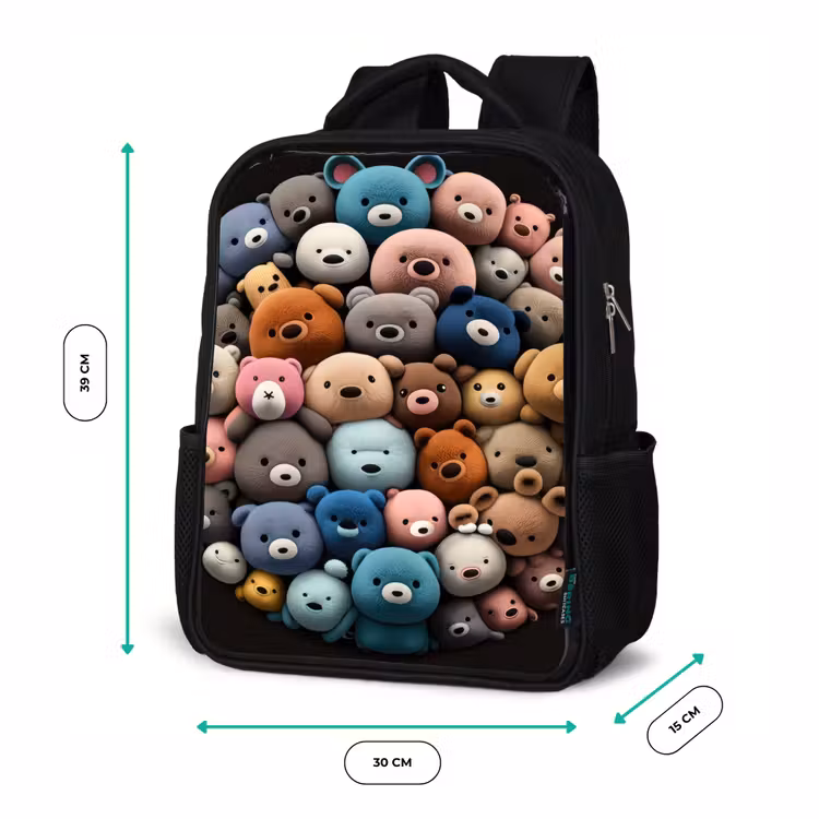 Kids backpack - Black - Bear party — 8