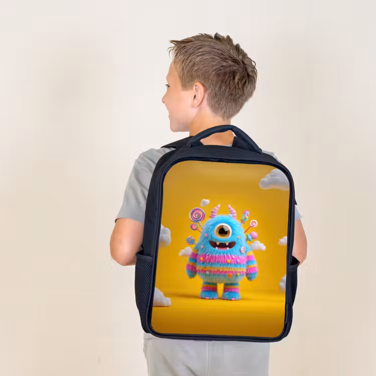 Kids backpack - Black - Candy monster in the clouds — 2