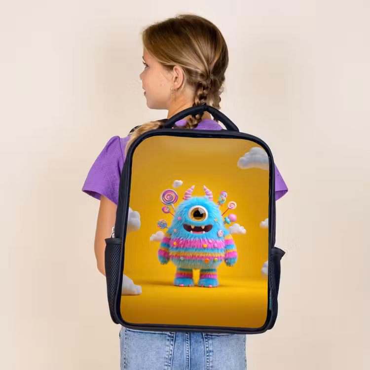 Kids backpack - Black - Candy monster in the clouds — 4
