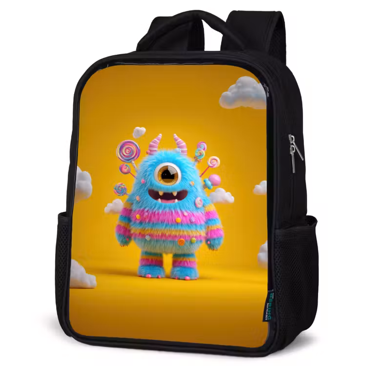 Kids backpack - Black - Candy monster in the clouds — 6