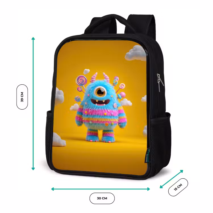 Kids backpack - Black - Candy monster in the clouds — 8