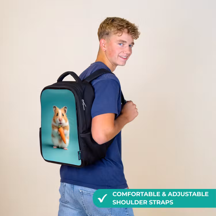 Kids backpack - Black - Carrot happiness in hamster form — 11