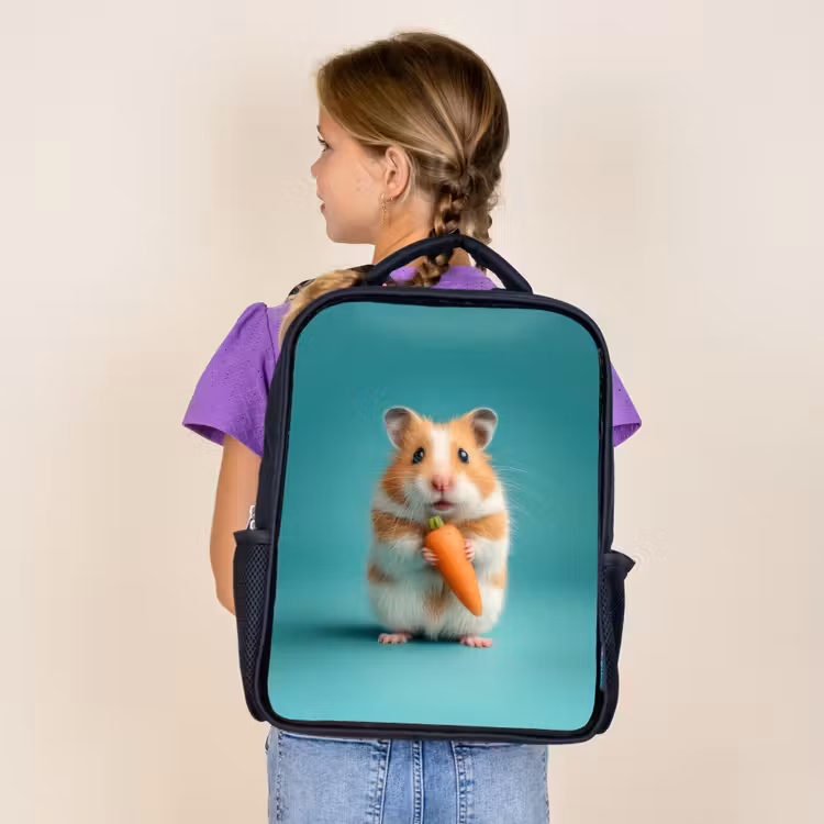 Kids backpack - Black - Carrot happiness in hamster form — 4
