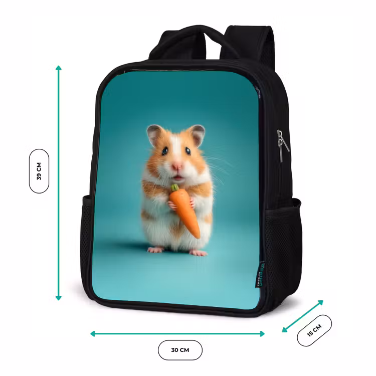 Kids backpack - Black - Carrot happiness in hamster form — 8
