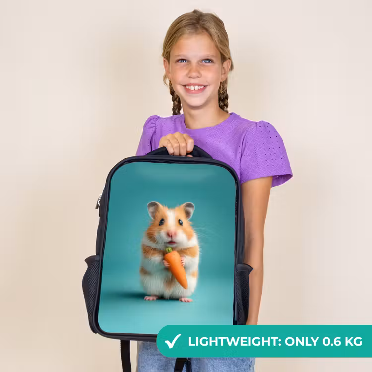 Kids backpack - Black - Carrot happiness in hamster form — 9