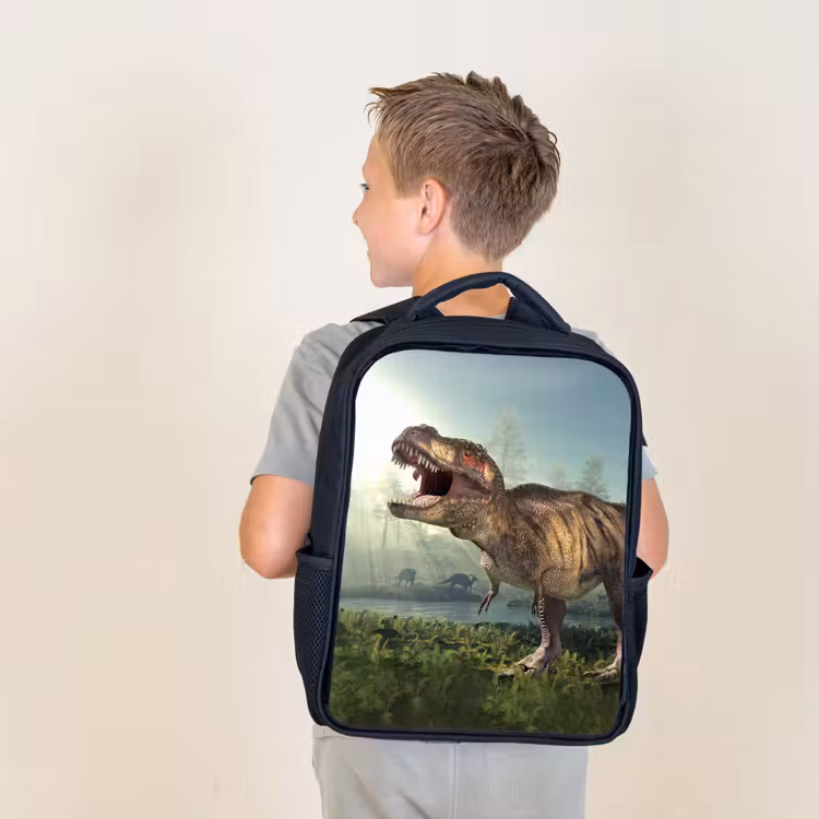 Kids backpack - Black - Dino - Grass - Drawing - Kids - Boys — 2