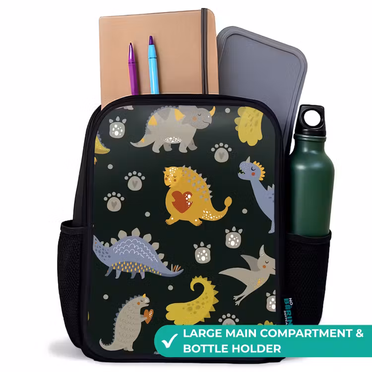 Kids backpack - Black - Dino - Kids - Patterns - Boys - Girls - Dinosaur — 10
