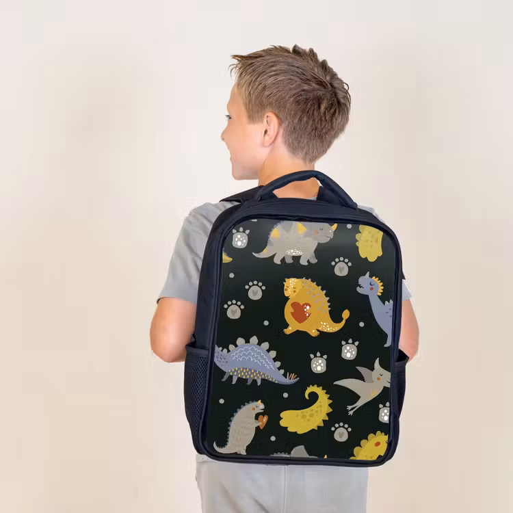 Kids backpack - Black - Dino - Kids - Patterns - Boys - Girls - Dinosaur — 2