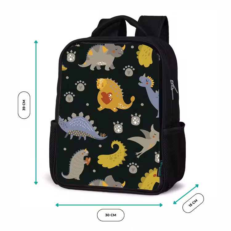 Kids backpack - Black - Dino - Kids - Patterns - Boys - Girls - Dinosaur — 8