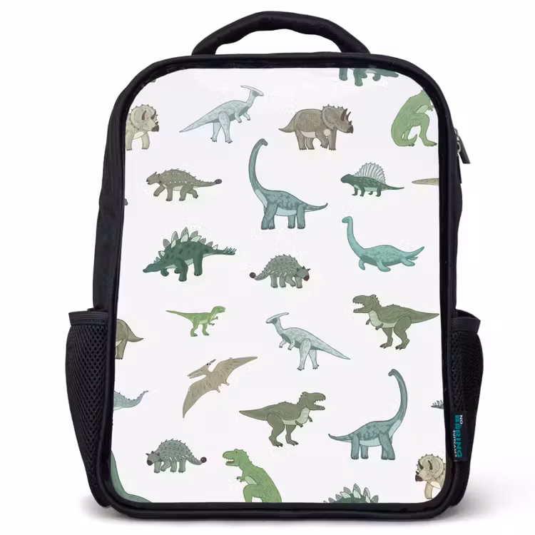 Kids backpack - Black - Dino - Pattern - Green — 1